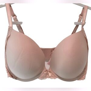 Victoria's Secret Dream Angels Push-Up / Pigeonnant Beige Lace Overlay Bra 36DDD